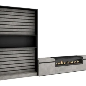 Meubels voor woonkamer, 310x186x35cm, Voor tv's tot 80", Elektrische haard, Cement Skraut Home