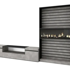 Meubels voor woonkamer, 310x186x35cm, Voor tv's tot 80", Elektrische haard, Cement Skraut Home