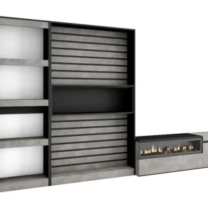 Meubels voor woonkamer, 320x186x35cm, Elektrische haard, Cement Skraut Home