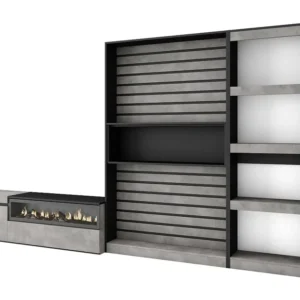 Meubels voor woonkamer, 320x186x35cm, Elektrische haard, Cement Skraut Home