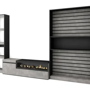 Meubels voor woonkamer, 320x186x35cm, Elektrische haard, Cement Skraut Home