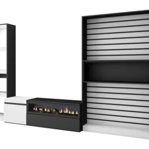 Meubels voor woonkamer, 320x186x35cm, Elektrische haard, Wit en Zwart Skraut Home