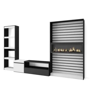 Meubels voor woonkamer, 320x186x35cm, Elektrische haard, Wit en Zwart Skraut Home