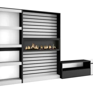 Meubels voor woonkamer, 320x186x35cm, Elektrische haard, Wit en Zwart Skraut Home