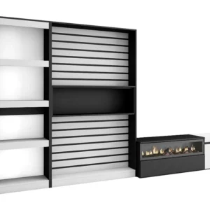 Meubels voor woonkamer, 320x186x35cm, Elektrische haard, Wit en Zwart Skraut Home