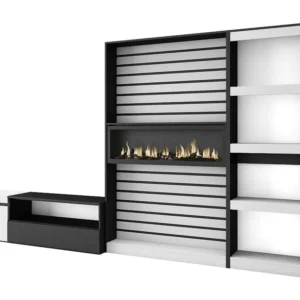 Meubels voor woonkamer, 320x186x35cm, Elektrische haard, Wit en Zwart Skraut Home