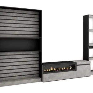Meubels voor woonkamer, 320x186x35cm, Elektrische haard, Cement Skraut Home