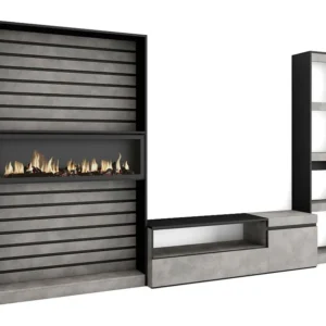 Meubels voor woonkamer, 320x186x35cm, Elektrische haard, Cement Skraut Home