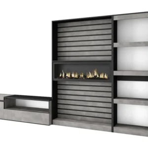 Meubels voor woonkamer, 320x186x35cm, Elektrische haard, Cement Skraut Home