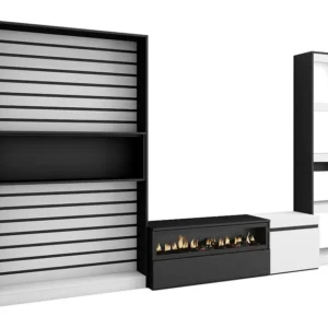 Meubels voor woonkamer, 320x186x35cm, Elektrische haard, Wit en Zwart Skraut Home
