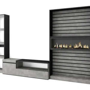 Meubels voor woonkamer, 320x186x35cm, Elektrische haard, Cement Skraut Home