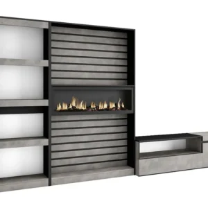 Meubels voor woonkamer, 320x186x35cm, Elektrische haard, Cement Skraut Home