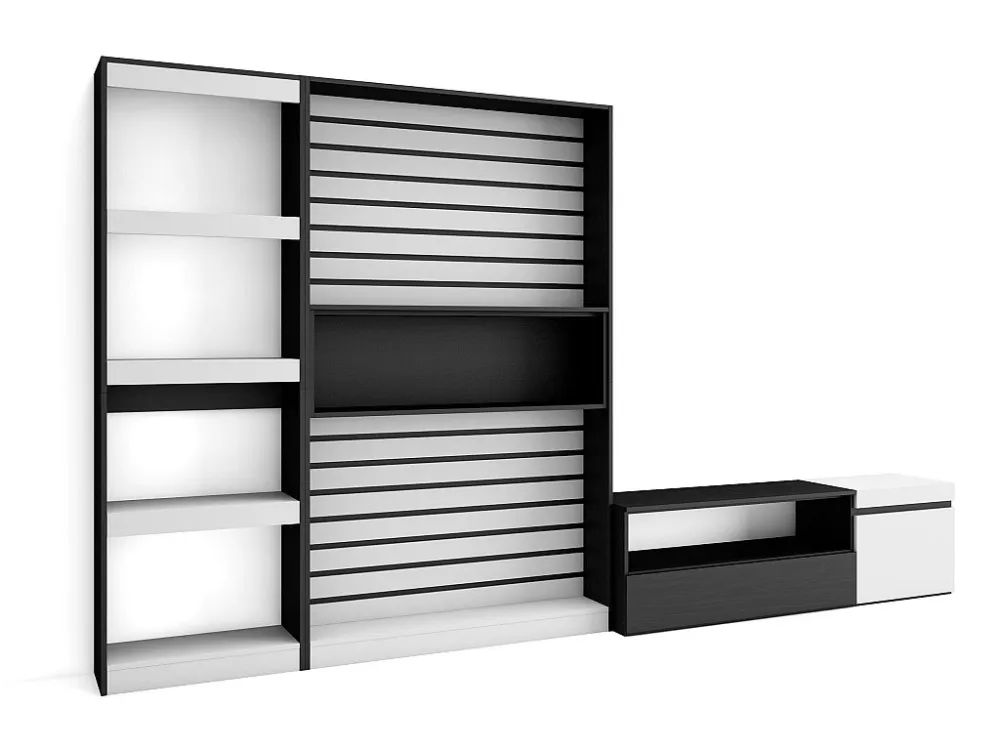 Meubels voor woonkamer, 320x186x35cm, TV-Tafel, Wit en Zwart Skraut Home