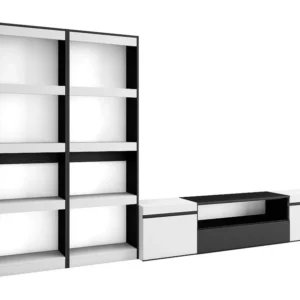 Meubels voor woonkamer, 320x186x35cm, Voor tv's tot 80", TV-Tafel, Wit en Zwart Skraut Home