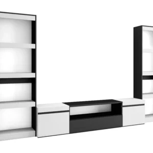 Meubels voor woonkamer, 320x186x35cm, Voor tv's tot 80", TV-Tafel, Wit en Zwart Skraut Home