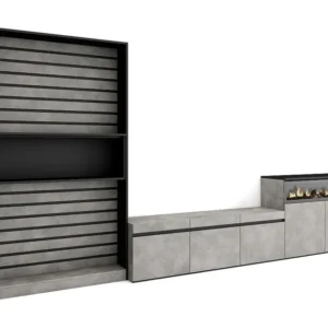 Meubels voor woonkamer, 360x186x35cm, Voor tv's tot 65", Elektrische haard, Cement Skraut Home