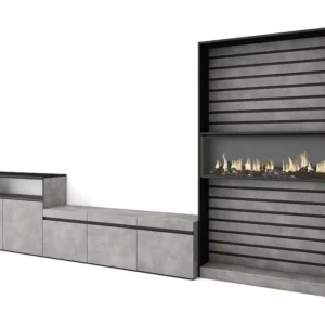 Meubels voor woonkamer, 360x186x35cm, Voor tv's tot 65", Elektrische haard, Cement Skraut Home
