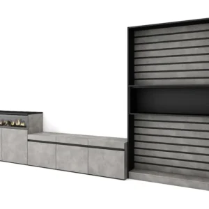 Meubels voor woonkamer, 360x186x35cm, Voor tv's tot 65", Elektrische haard, Cement Skraut Home