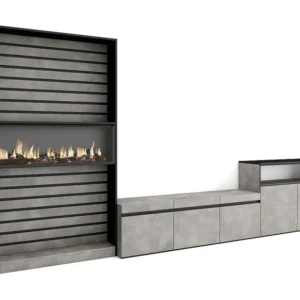 Meubels voor woonkamer, 360x186x35cm, Voor tv's tot 65", Elektrische haard, Cement Skraut Home