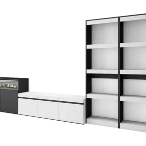 Meubels voor woonkamer, 370x186x35cm, Voor tv's tot 65", Elektrische haard, Wit en Zwart Skraut Home