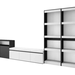 Meubels voor woonkamer, 370x186x35cm, Voor tv's tot 65", TV-Tafel, Wit en Zwart Skraut Home
