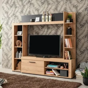 Tv-wand met opbergruimte BALTIMORE - Kleur: eikenhout
