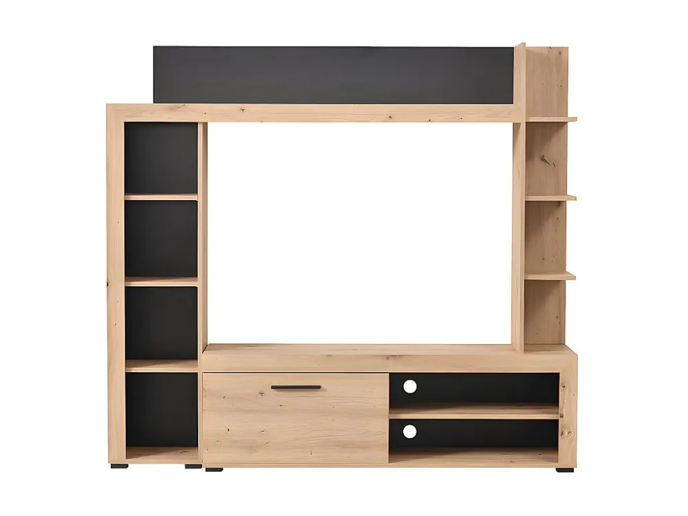 Tv-wand met opbergruimte BALTIMORE - Kleur: eikenhout