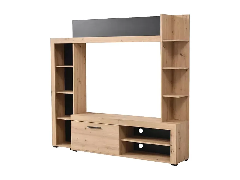 Tv-wand met opbergruimte BALTIMORE - Kleur: eikenhout