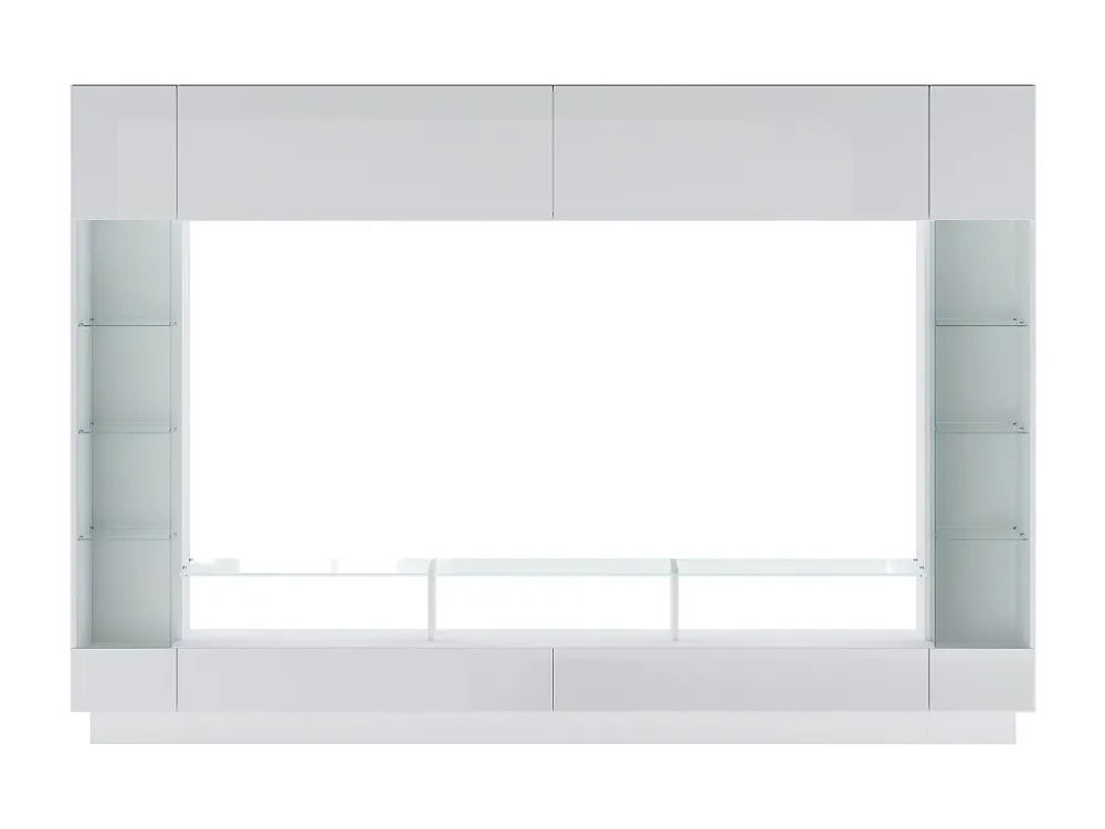TV-wand met opbergruimte en LED's - Gelakt wit - BRIANO