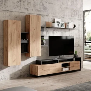 TV-wand met opbergruimte - Natuurlijk en antraciet - IDESIA - Koop nu goedkoop online