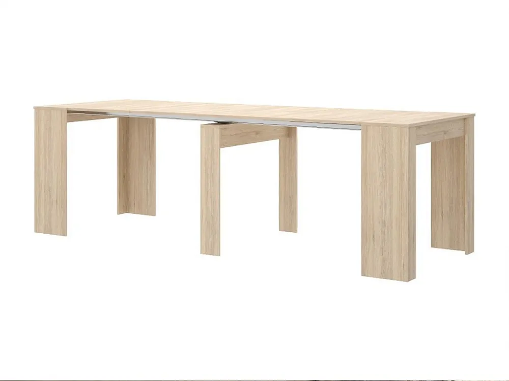 Uittrekbare sidetable tafel ONEGA - 10 couverts - 4 verlengstukken - Eiken