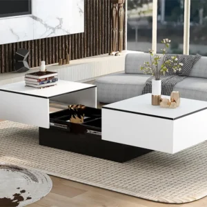 Uitschuifbare salontafel - MDF hout - Moderne stijl - voor woonkamer, kantoor - Wit Merax