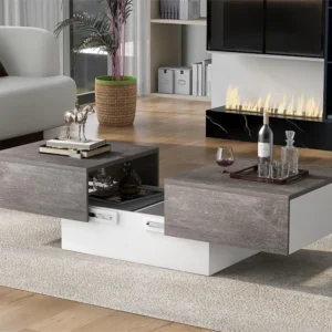 Uitschuifbare salontafel - MDF hout - Moderne stijl - voor woonkamer, kantoor - Grijs Merax