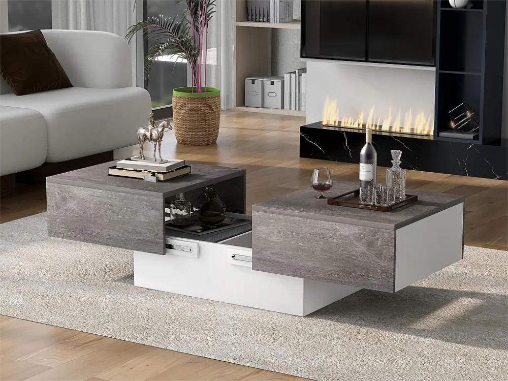 Uitschuifbare salontafel - MDF hout - Moderne stijl - voor woonkamer, kantoor - Grijs Merax