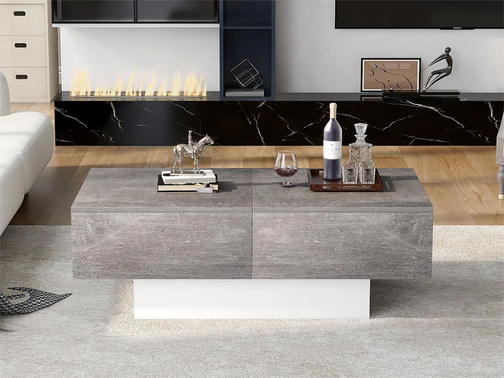 Uitschuifbare salontafel - MDF hout - Moderne stijl - voor woonkamer, kantoor - Grijs Merax