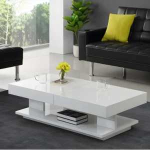 Salontafel ARAMIS met opbergruimte - Wit gelakt MDF