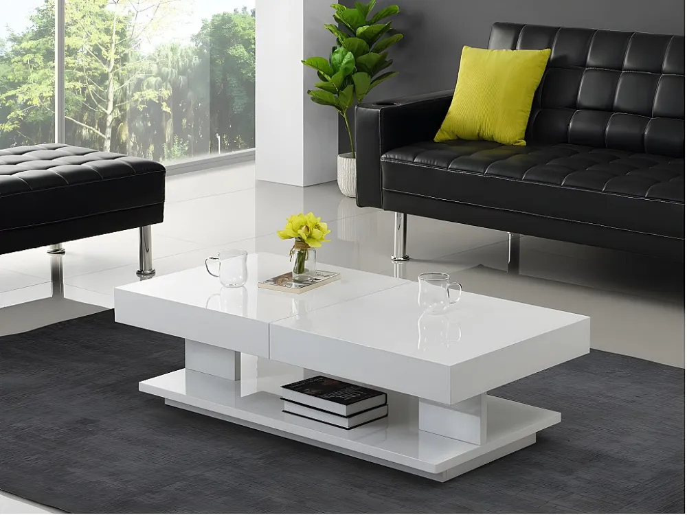 Salontafel ARAMIS met opbergruimte - Wit gelakt MDF