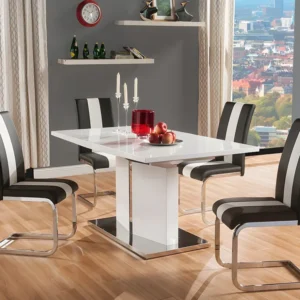 Set "eetkamer" TRINITY met 4 stoelen - Wit en Zwart - Koop nu eenvoudig en goedkoop
