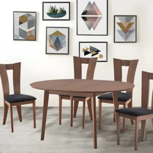 Set tafel + 4 stoelen TIFFANY - Massief beuken - Notenkleur - Koop nu eenvoudig online