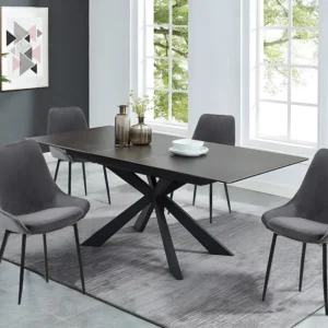 Tafelset ALBINA + 4 stoelen MASURIE - Antraciet - Koop nu eenvoudig en goedkoop online