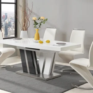 Tafelset NOAMI + 4 stoelen TWIZY - Wit & grijs
