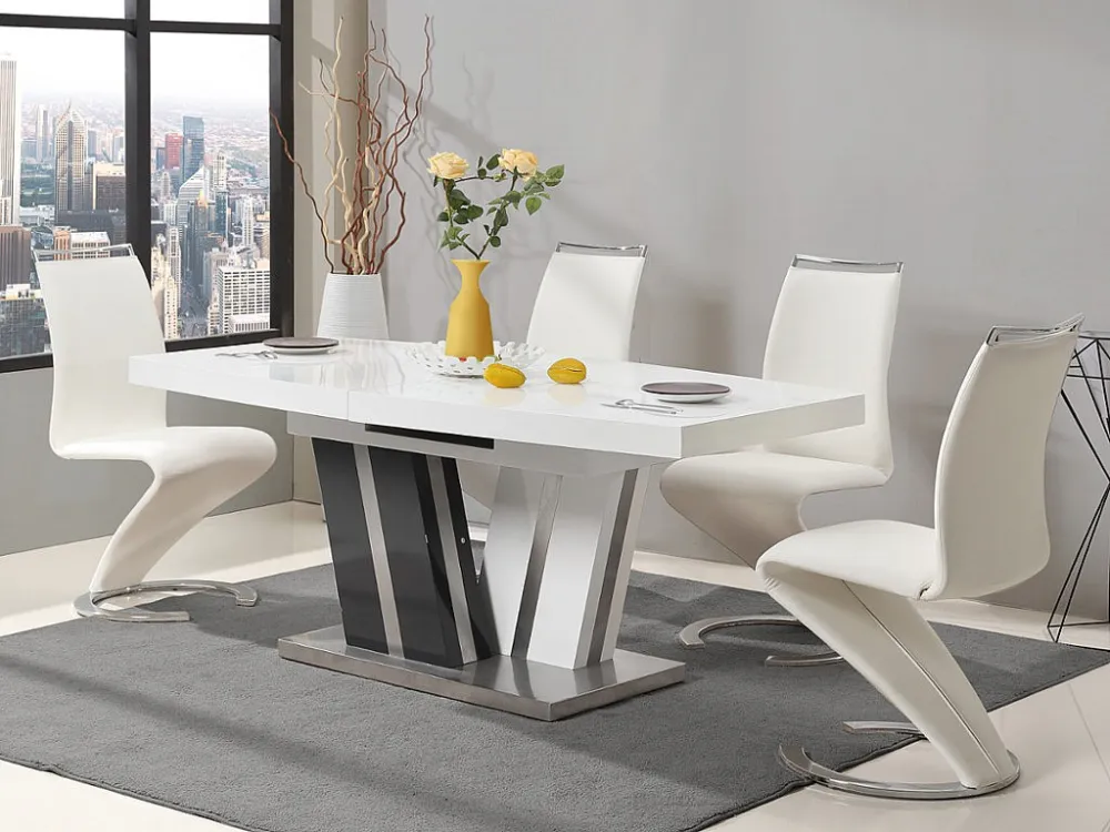 Tafelset NOAMI + 4 stoelen TWIZY - Wit & grijs