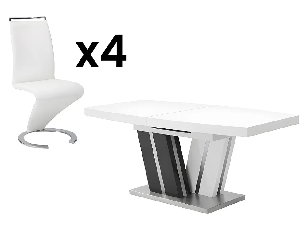 Tafelset NOAMI + 4 stoelen TWIZY - Wit & grijs