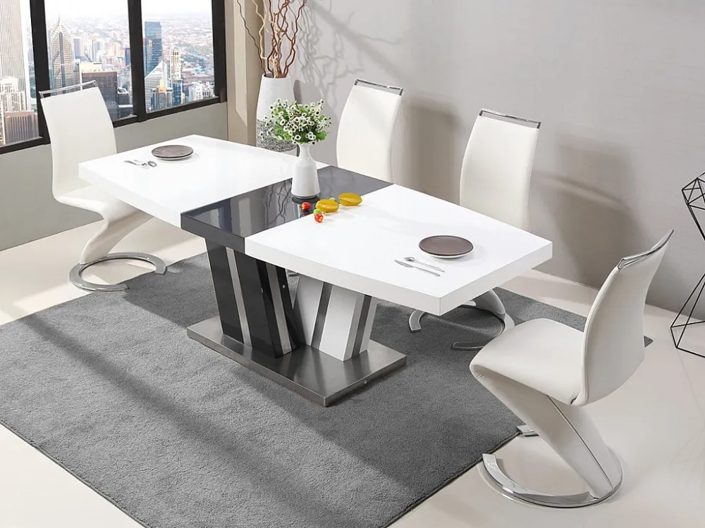 Tafelset NOAMI + 4 stoelen TWIZY - Wit & grijs
