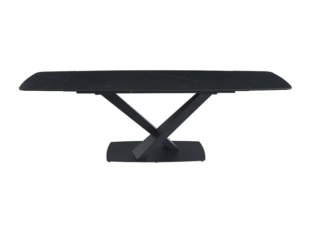 Eettafel van gehard glas, keramiek en metaal - Zwart marmereffect - MALATA Maison Céphy