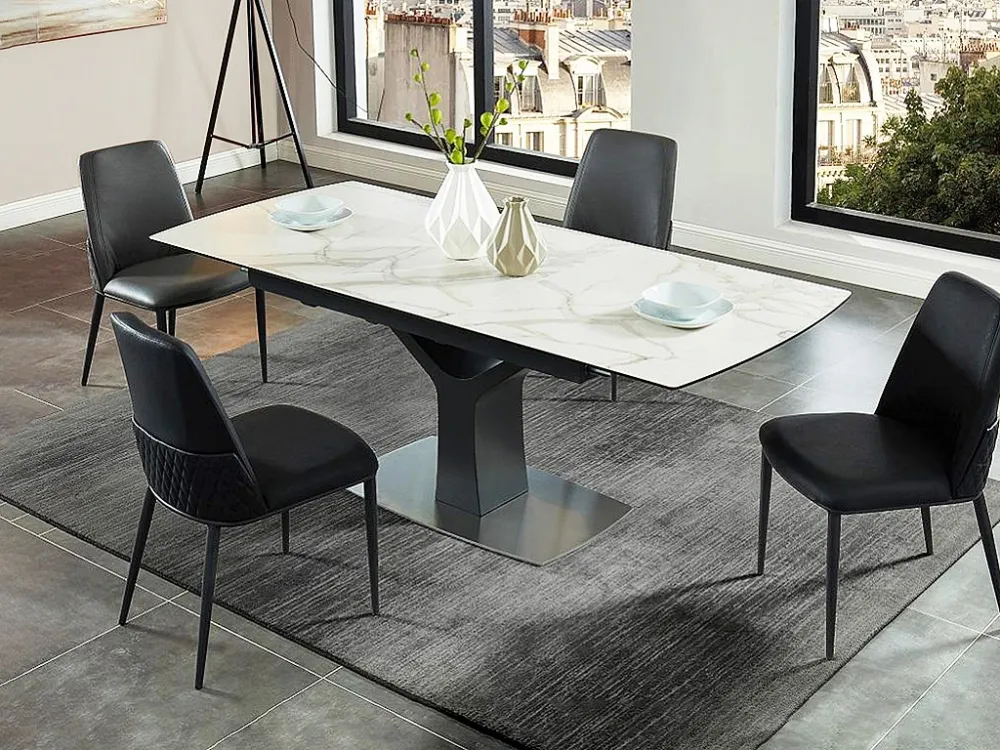 Uitschuifbare eettafel - Keramiek en gehard glas COLBY Maison Céphy