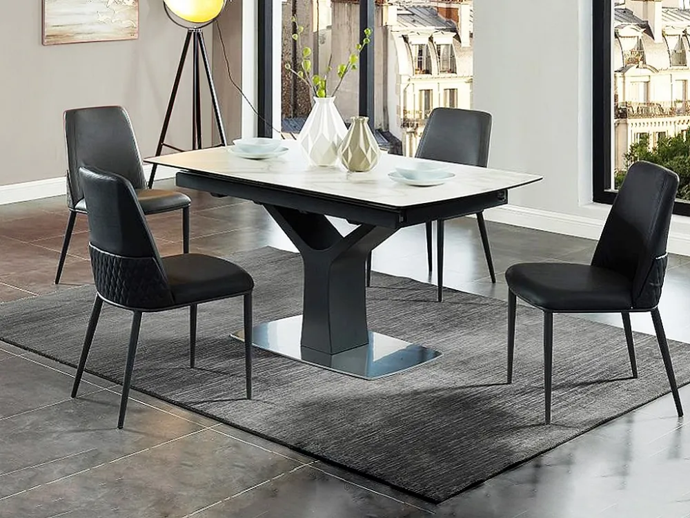 Uitschuifbare eettafel - Keramiek en gehard glas COLBY Maison Céphy