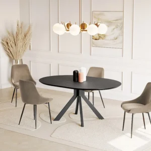Uitschuifbare eettafel - 4-6 plaatsen - Keramiek en Metaal - Antraciet. CLARA Maison Céphy