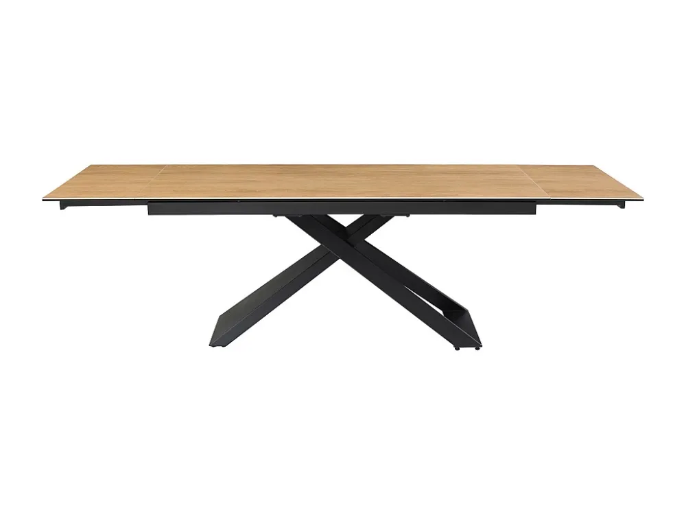 Verlengbare eettafel - Keramiek, gehard glas en metaal - Licht naturel en zwart - XERENA Maison Céphy