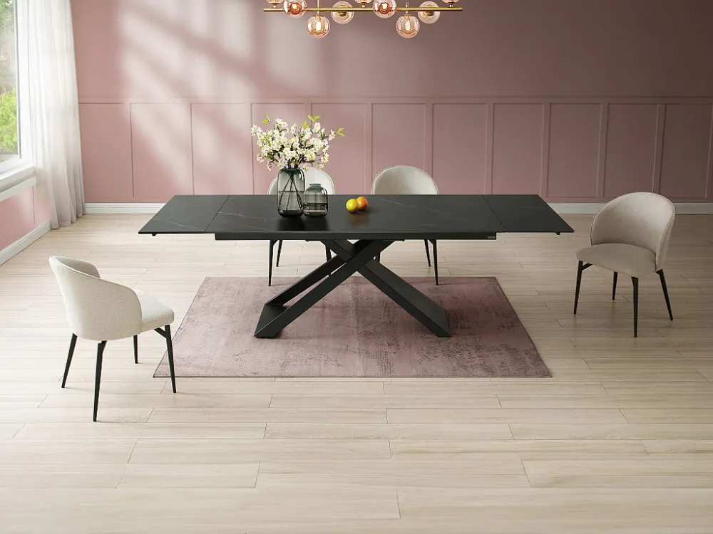 Verlengbare eettafel van keramiek en metaal - Zwart - XERENA van Pascal MORABITO Maison Céphy